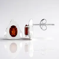 Cavill - Zilveren Oorbellen met 0,71 ct Madeira Citrien - 925 Sterling Zilver met Palladiumlaag - Ovale Braziliaanse Edelsteen - Elegant & Stijlvol