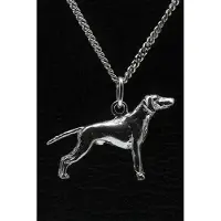 MOOYE ® - Collectie Zilveren Weimaraner korthaar met staart ketting hanger - groot