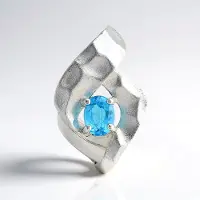 Cavill - Zilveren Hanger 925 Sterling met Palladiumlaag - Ovale Neonblauwe Apatiet 0,128 Ct - Edelstenen Sieraad - Dagelijks Draagbaar