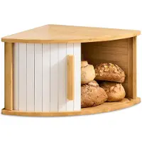 Famanu – Hoek broodtrommel van hout met schuifdeur, ruimtebesparende broodbox, houdt brood langer vers, eenvoudig te monteren
