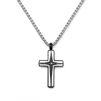 Frank 1967 7FN-0093 – Ketting Heren – Kruis Ketting – Zilverkleurig Roestvrij Staal – 50+10 cm – Cadeau voor Mannen