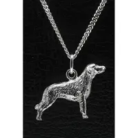 MOOYE ® - Collectie Zilveren Weimaraner langhaar ketting hanger - groot