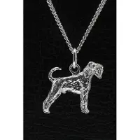 MOOYE ® - Collectie Zilveren Schnauzer dwerg oren ongecoupeerd met staart ketting hanger - groot