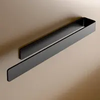 Famanu – Handdoekhouder zonder boren, handdoekrail met sterke tape, aluminium zwart, 40 cm