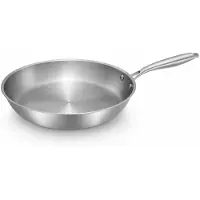 Resto Mizar Koekenpan Ø30 cm – Tri-Ply RVS Koekenpan Zonder Coating – PFAS-vrij – Voor Inductie, Gas & Oven – Grote Professionele RVS Braadpan – 95034 – Zilver