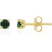 Cavill - Oorbellen Zilvergoud - 925 Sterling Zilver Verguld - 0,41ct Ronde Zambiaanse Smaragden - Elegant & Luxe Geschenk Dames