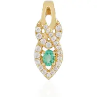 Cavill - Zilveren Hanger met Colombiaanse Ovale Smaragd 0,135 ct & Cambodjaanse Zirkonia 0,343 ct - 18K Goud Verguld - Elegante Dames Sieraad