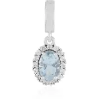Cavill - Zilveren hanger met Braziliaanse Aquamarijn 0,61 ct en Zirkonia 0,24 ct - 925 Sterling Zilver Verguld - Ovaal Elegante hanger met Varioclip
