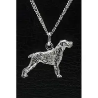MOOYE ® - Collectie Zilveren Duitse staander draadhaar ketting hanger - groot