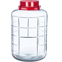 Alessandro XXL voedsel opslag container - glas - 18 liter - afsluitdop en hengsel - transparant/rood - Weckpotten - Opslagpotten - 27 x 42 cm