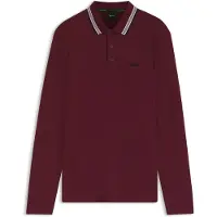 BOSS Plisy poloshirt bordeaux katoenpiqué
