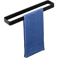Famanu – Zwarte handdoekhouder, zelfklevend, 40 cm handdoekstang voor badkamer, eenvoudig te installeren
