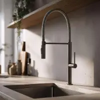 Pure.Sink Luxion Gun metal keukenkraan profi met flexibele uitloop en 2 straalsoorten PLXFLEX-61