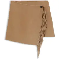 BOSS Dames Vafrina mini rok met franjes bruin (36), Casual, Wol 50568685