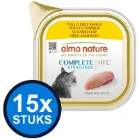 Almo Nature 15x HFC - Kattenvoer Natvoer Kuipje - Gesteriliseerd Complete - Vrije Uitloop Kip - 85g