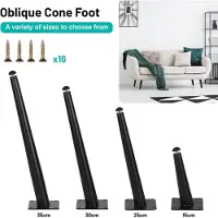Famanu - 4 stuks schuine conische meubelpoten - verstelbaar - zwarte poten voor tv-tafel stoelen banken