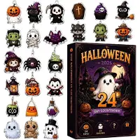 Snq Halloween Aftelkalender - Acryl Hangerset - Grappige Ornamenten - Geschikt voor Boom en Sleutelhanger - Kinderen en Tieners - Feestdecoratie - 24 Delig - Herbruikbaar - Leuk en Kleurrijk
