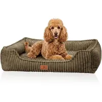 Knuffelwuff orthopedisch hondenbed Sedona van knuffelzachte ribcord M-L Khaki