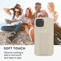 Kwmobile back cover voor smartphone - geschikt voor iPhone 15 - 1x beschermhoesje van kunststof - In crème