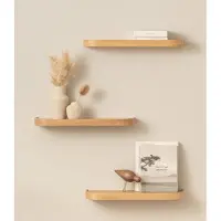 Famanu – Wandplank-set 'Toke' met 3 zwevende planken in echt houtfineer, wanddecoratie en opbergruimte voor badkamer, woonkamer, keuken en slaapkamer, eiken