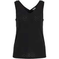 We fashion - Dames jersey singlet met opengewerkte structuur - Regular fit - Zwart - Maat: M