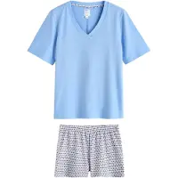 Next Korte pyjama lichtblauw / lichtlila / zwart / offwhite