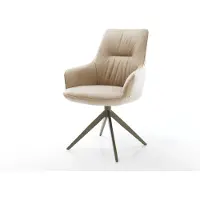 DELIFE Draaistoel Zelia-Flex met armleuning microvelours beige vintage kruisframe breed afwerking met titanium 360° draaibaar rocker-functie pocketveer kern