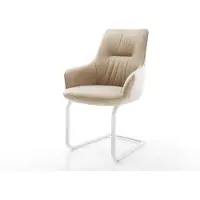 DELIFE Sledemodel Zelia-Flex met armleuning microvelours beige vintage sledemodel vlak wit pocketveer kern