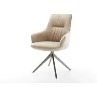 DELIFE Draaistoel Zelia-Flex met armleuning microvelours beige vintage kruisframe breed grafiet 360° draaibaar rocker-functie pocketveer kern