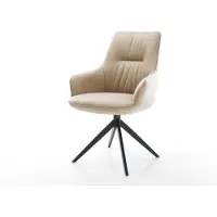 DELIFE Draaistoel Zelia-Flex met armleuning microvelours beige vintage kruisframe breed zwart 360° draaibaar rocker-functie pocketveer kern