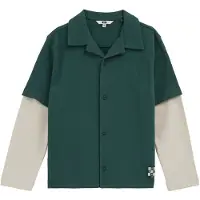 We fashion overhemd - donkergroen Jongens Katoen Klassieke kraag Effen - maat 134/140