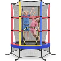 Songmics Kindertrampoline - 174 cm kindertrampoline met veiligheidsnet en randbescherming - Meerkleurig