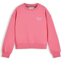 Tommy Hilfiger sweater met tekst - roze Tekst - maat 128