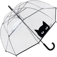 Le Monde du Parapluie Doorzichtige paraplu in klokvorm met kattenmotief,Nieuwsgierige kat