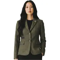 TruClothing Dames olijfkleurig getailleerd geruite tweed blazer formeel jasje - TPSTZ-7