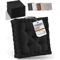 Beautissu Zitkussen Set van 4 Matraskussen 40x40x8 cm - vloerkussen met praktische draaggreep - kussen zwart - Mila