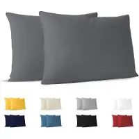 Famanu – Set van 2 kussenslopen van 50 x 70 cm, 100% jersey katoen, antraciet, hypoallergeen