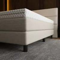 Mörgenn Luxe Boxspring Billy - Pocketvering - Luxe 4 vaks hoofdbord - Luxe 4 vaks hoofdbord + Luxe Suprême topper - Inclusief Dekbed en Kussens - Beige - 200x200 cm