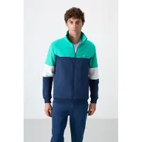 Tommy Life Heren Kleurgeblokte Zip Sweatshirt en Broek Set