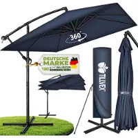 Tillvex Aluminium Parasol rechthoekig Ø 330 cm + afdekking met zwengel | Zweefparasol met standaard en windscherm, uv-bescherming, waterdicht, 360 graden draaibaar