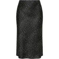 Studio Untold - Dames - Midi-satijnen rok A-lijn dots - Zwart - Maat 54+