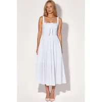 Busem Midi-jurk met vierkante kraag en knoopdetails