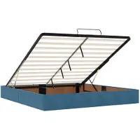 vidaXL - Ottoman - bed - met - matras - Donkerblauw - 200 - x - 200 - cm - Fluweel