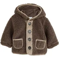 Next - Pasgeboren unisex - Borg babyjasje met capuchon en fleecevoering - Bruin