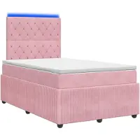 vidaXL LED boxspringbed met matras, roze, 120 x 200 cm, fluweel