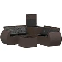 vidaXL Bankstel 6 st Bruin en Rood 55 x 55 x 37 cm