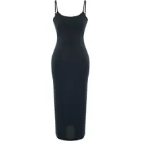 Trendyol TRENDYOLMİLLA Dames Grijs Effen Maxi Mouwloos Casual Bodycon Jurken