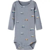 Name it Rompertje/body 'NBMOTTOMAN' camel / duifblauw / wit