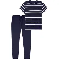 Schiesser Pyjama 'Mix & Relax' donkerblauw / wit