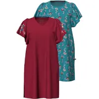 Ulla Popken - Dames - Bigshirts set van 2 paisley V-hals kapmouwen - Petrol - Maat 54+
